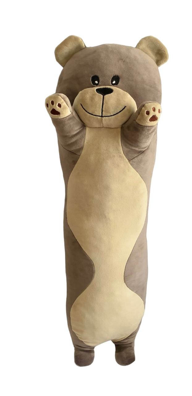 М'яка іграшка подушка обнімашка ведиедик Батон темно бежевий 75 см М118/2