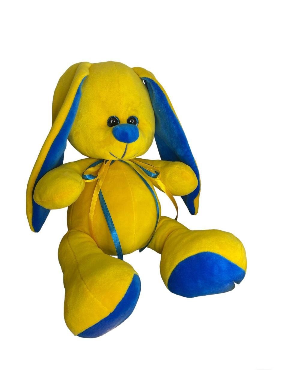 М'яка іграшка зайчик Діксі жовто-синій 33 см М001/0