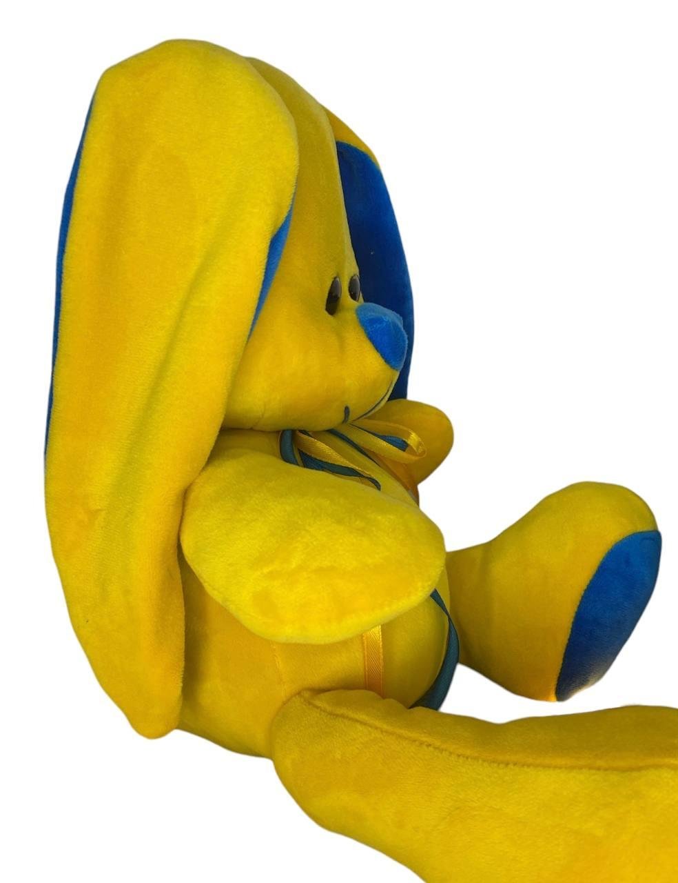 М'яка іграшка зайчик Діксі жовто-синій 45 см М001/1 - Зображення 2