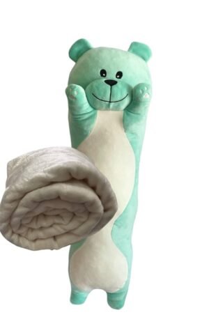 М'яка іграшка подушка обнімашка з пледом 3 в 1 ведмедик Батон м'ятний 95 см М122/3