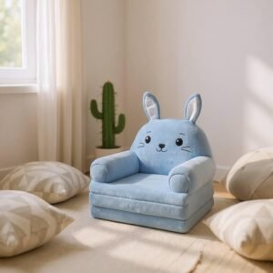 Дитяче м'яке крісло-ліжко трансформер зайчик блакитний 120 см М200/3