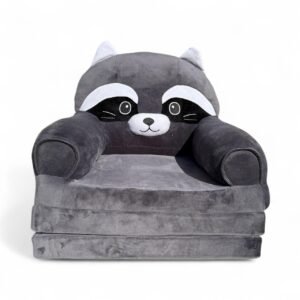 Дитяче м'яке крісло-ліжко трансформер єнот сірий 120 см М201/3