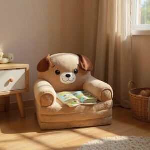 Дитяче м'яке крісло-ліжко трансформер собачка бежевий 120 см М202/3