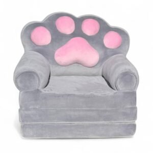 Дитяче м'яке крісло-ліжко трансформер лапа сіре 120 см М204/3