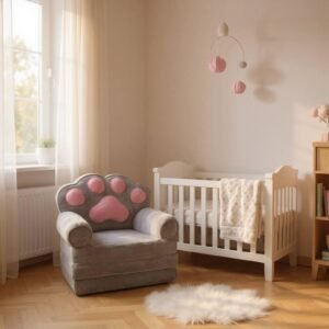 Дитяче м'яке крісло-ліжко трансформер лапа сіре 120 см М204/3