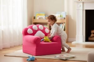 Дитяче м'яке крісло-ліжко трансформер лапа малинове 120 см М204/3