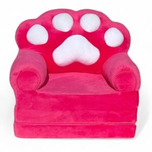 Дитяче м'яке крісло-ліжко трансформер лапа малинове 120 см М204/3