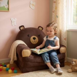 Дитяче м'яке крісло-ліжко трансформер ведмедик коричневий 120 см М205/3