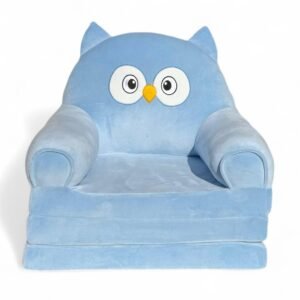 Дитяче м'яке крісло-ліжко трансформер сова блакитне 120 см М207/3