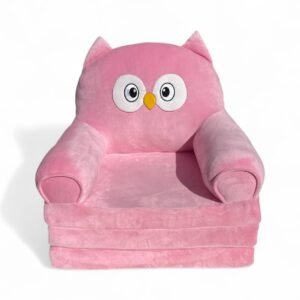 Дитяче м'яке крісло-ліжко трансформер сова рожеве 120 см М207/3