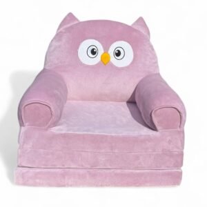 Дитяче м'яке крісло-ліжко трансформер сова пудра 120 см М207/3