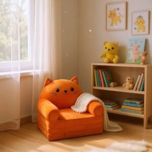 Дитяче м'яке крісло-ліжко трансформер котик рудий 120 см М209/3