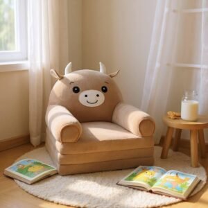 Дитяче м'яке крісло-ліжко трансформер теля бежеве 120 см М210/3