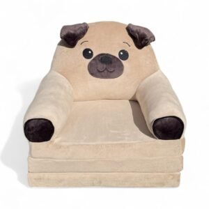 Дитяче м'яке крісло-ліжко трансформер мопс бежевий 120 см М211/3